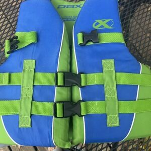 DBX Youth Life Jacket Vest Kid 50-90 lbs‎ Blue & Green Coast Guard Approved Boat